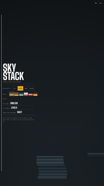 SkyStack menu